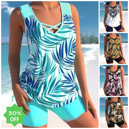 【 S-5XL】🩱Costum de baie două piese cu imprimeu etnic modern🌊