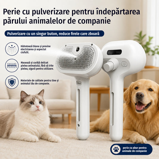 🐶🐱 【Cumpărați 1 obțineți 1 gratuit】Perie cu abur pentru animale de companie | Perie și aparat de îndepărtat părul, special concepute pentru pisici și câini, pentru îngrijirea zilnică a blănii animalelor de companie💧✨