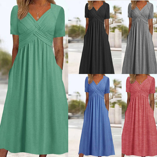 🔥💕🔥【S-3XL】2026 Rochii ocazionale de lungime medie la modă Pure Color