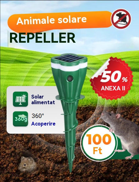 🔥🌞 Repelent solar cu ultrasunete pentru dăunători – Repelent cu ultrasunete pentru șoareci, repelent pentru șerpi, repelent pentru păsări | Inofensiv și ecologic / Încărcare solară / Repelent pentru șoareci și șerpi
