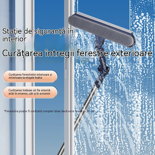 🧼✨ Acest aparat de curățat geamuri 2 în 1 cu două fețe are un mâner retractabil și este potrivit pentru curățarea geamurilor din clădirile înalte.
