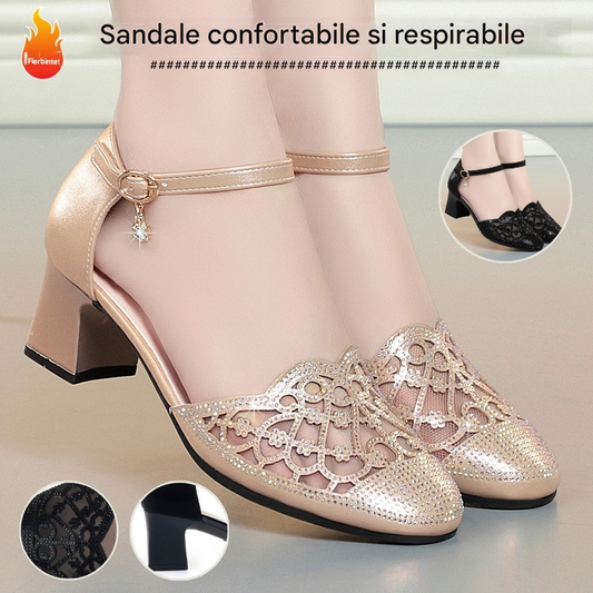 💞【35~40】Sandale noi și elegante, cu toc jos, pentru
