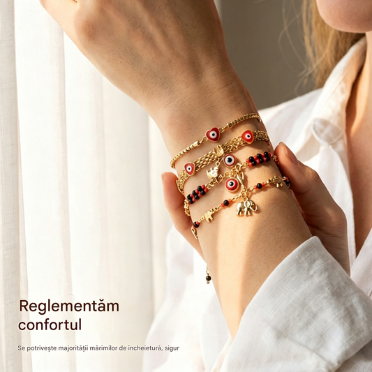📿 Cumpărați 1 obțineți 1 gratuit, CU 50% REDUCERE! 🌀 Brățară boho cu talismane și un elefant norocos: pandantive simbolice, mărime ajustabilă, placare cu aur și 7 modele ✨