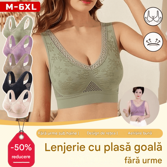 🔥【40-120 KG】👙【3 bucată 】 Sutien fără sârmă, cu dantelă, cu susținere ridicată, pentru femei