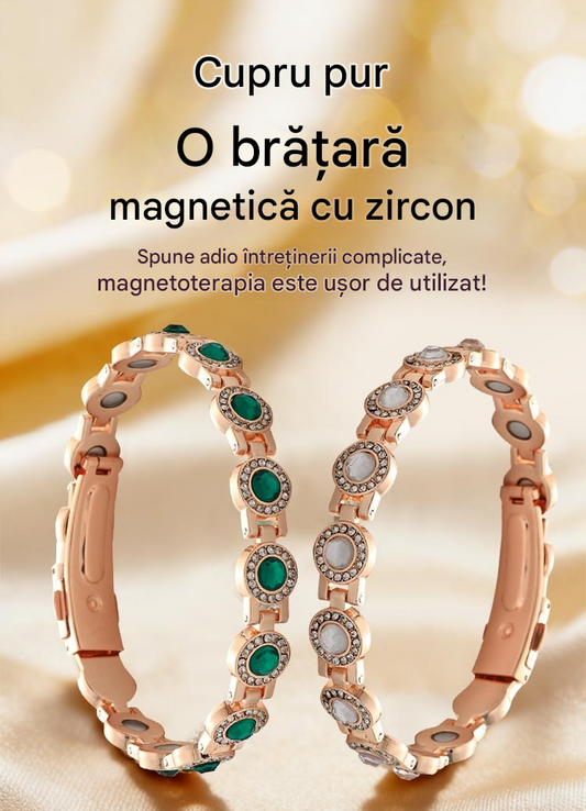 ✨Brățară elegantă și luxoasă din aliaj, realizată din cupru pur și zircon.