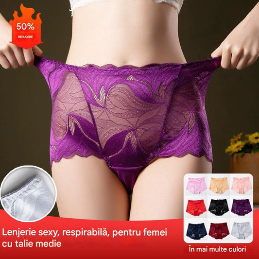 🔥【5 buc】💋【40-105 kg】 Lenjerie de corp sexy, respirabilă pentru femei cu talie mijlocie
