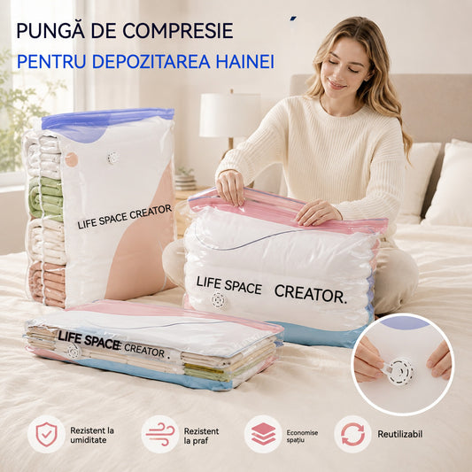 【Set 5 piese】Pungi de vidat haine fără pompă, design ranforsat pentru depozitare