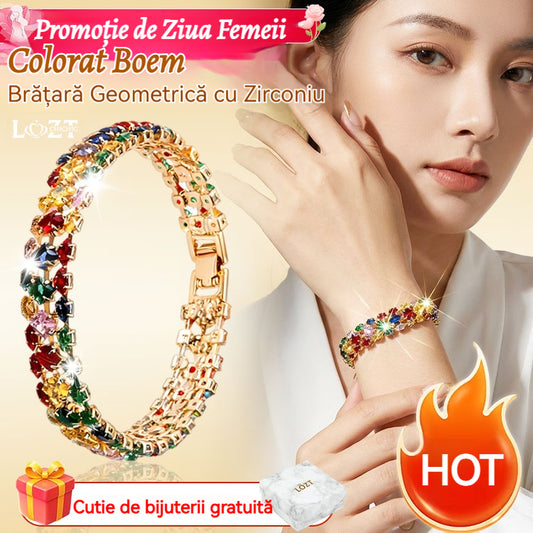 ✨Brățară boemă colorată, geometrică, cu zirconiu cubic