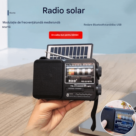 💥🏕️Un radio portabil multifuncțional cu lanternă de urgență, radio AM, hard disk Bluetooth și funcționalitate audio multizonă.