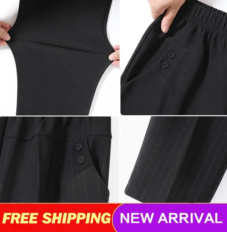 ✅👖【XL-5XL】Pantaloni mărime mare pentru femei de vârstă mijlocie și în vârstă, pantaloni drepți, lejeri, casual, slim【45-87.5kg】