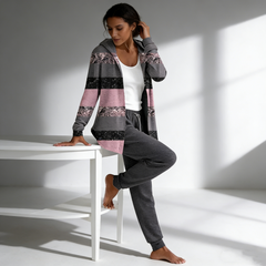 【🏆️Cel mai bine vândut produs】🔥Stil nou, set casual din două piese cu imprimeu de toamnă și iarnă, mâneci lungi + pantaloni lungi