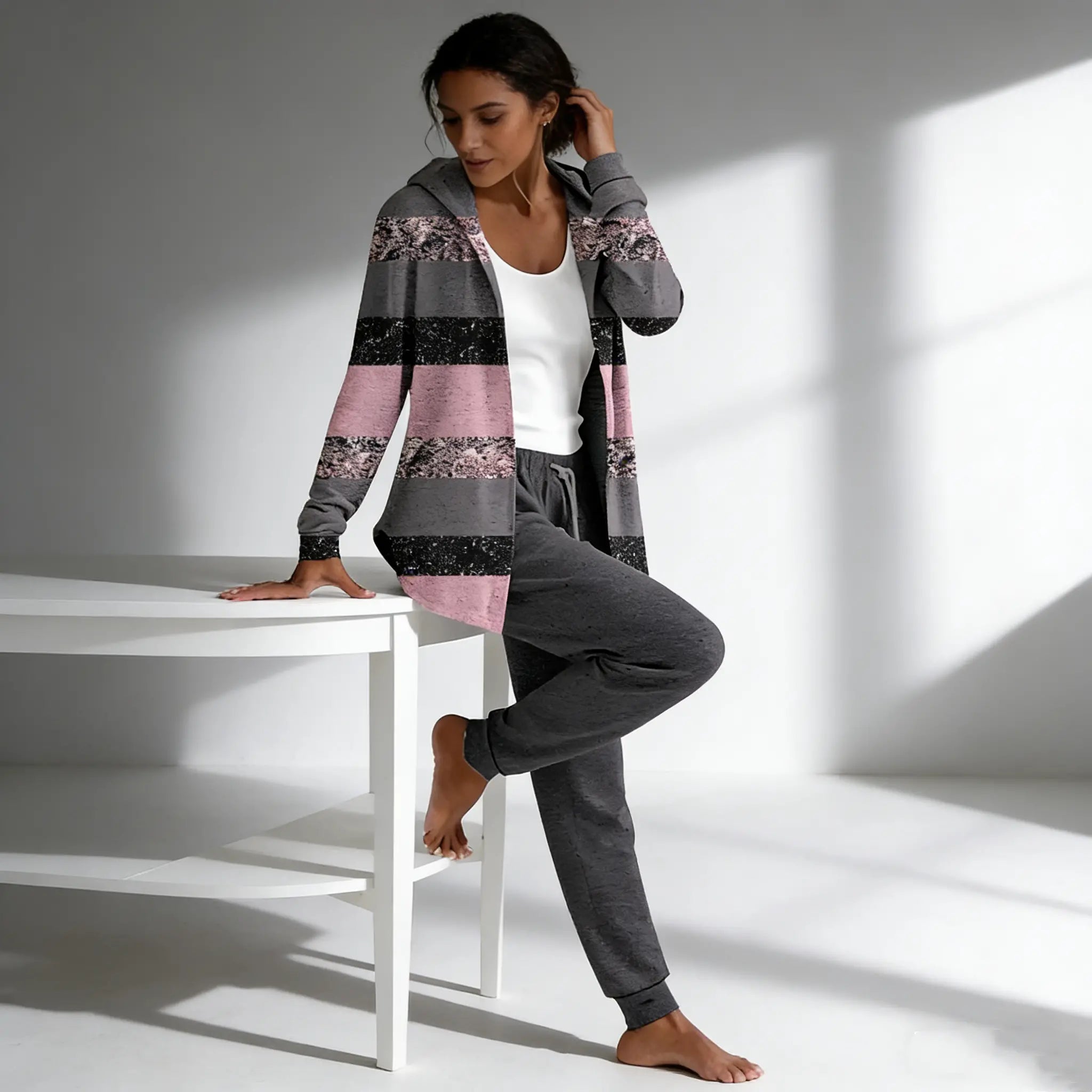 【🏆️Cel mai bine vândut produs】🔥Stil nou, set casual din două piese cu imprimeu de toamnă și iarnă, mâneci lungi + pantaloni lungi