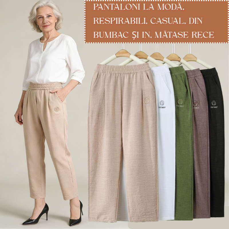 💟✨Pantaloni la modă, respirabili, casual, din bumbac și in, mătase rece【40-90 kg】