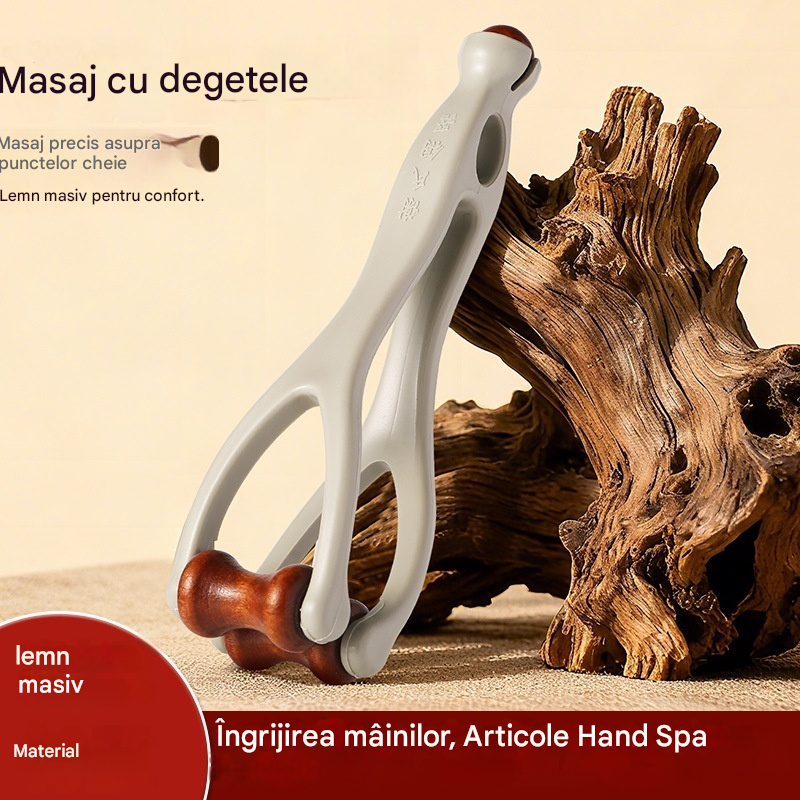 Pachet de 2 - Aparate de masaj Shiatsu din lemn masiv: Rolele din lemn natural ameliorează eficient rigiditatea articulațiilor și elimină oboseala mâinilor. 🌿