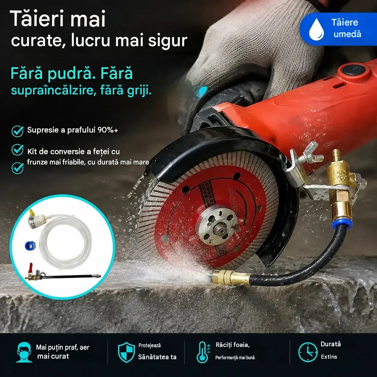 🔧 50% REDUCERE PENTRU O PERIOADĂ LIMITATĂ! ✨ Pulverizator de apă pentru îndepărtarea prafului de pe mașinile de tăiat: două moduri de pulverizare, tub flexibil din aluminiu, rezistent la rugină 💧