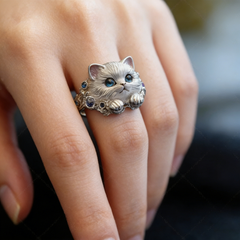 🎁😍Inel simplu și elegant din argint 925 cu diamante, model pisoi🎁😍