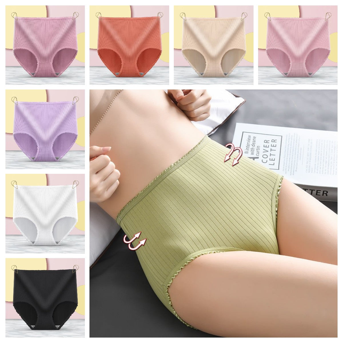 🔥Ultima zi 50% reducere-(8 buc)💖【35-100KG】 - 😇Lenjerie intimă impermeabilă și antibacteriană cu talie înaltă