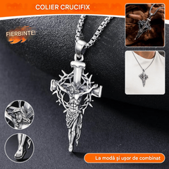 🔥Colier cu pandantiv cruce și aureolă de spini-Cutie de bijuterii inclusă🎁