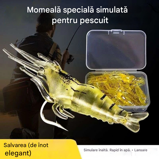 【30 piese】Momeală bionică luminoasă pentru creveți, momeală din plastic moale cu cârlig, formă realistă de creveți pentru pescuitul în apă sărată și dulce, biban, păstrăv și crappie.