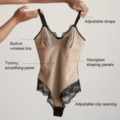 2026 Shapewear dantelă sexy înfrumusețarea corpului cu nasturi în rând