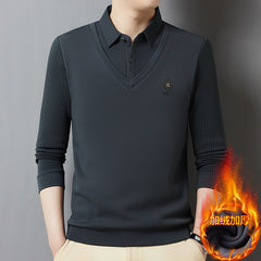 🔥👔【M-4XL】Pulover călduros pentru bărbați, din cașmir de înaltă calitate, cu design în stil „două în unu”