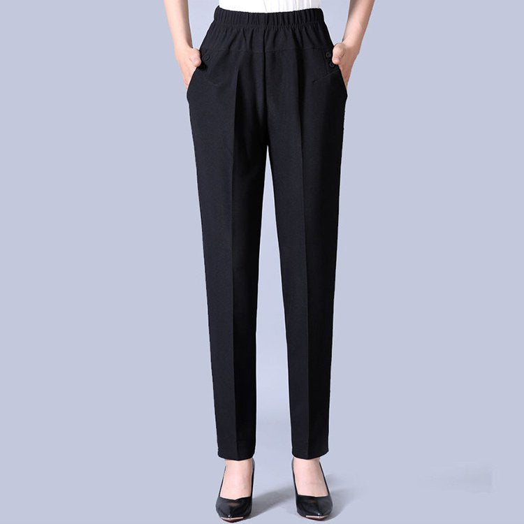 ✅👖【XL-5XL】Pantaloni mărime mare pentru femei de vârstă mijlocie și în vârstă, pantaloni drepți, lejeri, casual, slim【45-87.5kg】