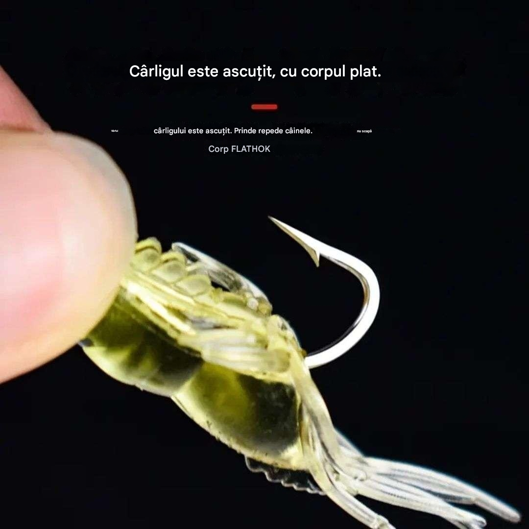 【30 piese】Momeală bionică luminoasă pentru creveți, momeală din plastic moale cu cârlig, formă realistă de creveți pentru pescuitul în apă sărată și dulce, biban, păstrăv și crappie.