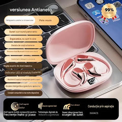 🔋Căști Bluetooth wireless fără ureche încorporată, cu cârlig pentru ureche și conducție osoasă🎙️🎧
