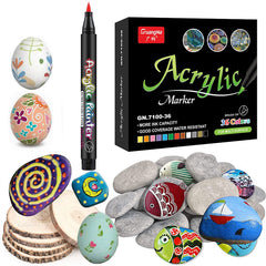 Aceste pixuri acrilice pe bază de apă pot fi folosite pentru creații DIY pe hârtie, sticlă și piatră. [24 de culori per cutie]