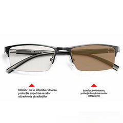 👓✨🔥Ochelari de soare fotocromatici metalici cu rame semi-rame, ochelari de vedere cu blocare a luminii albastre, ochelari de soare pentru șoferi
