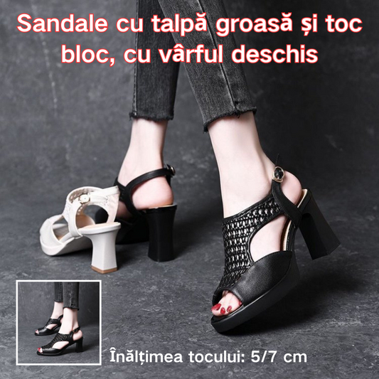 【35-40】👡Sandale de vară noi 2026, cu toc plat, cu vârful deschis, cu talpă groasă și toc plat, cu gura de pește (înălțimea tocului 5/7 cm)