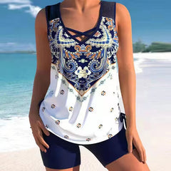 【 S-5XL】🩱Costum de baie două piese cu imprimeu etnic modern🌊