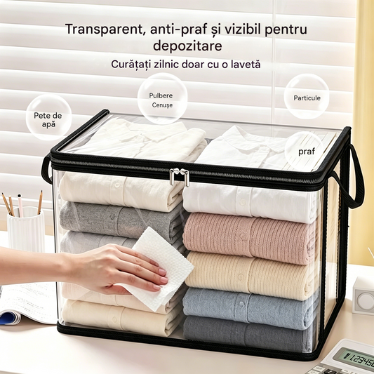 📦 【Pachet de 3】Geantă de depozitare mare, ranforsată, durabilă, transparentă, din PVC, perfectă pentru depozitarea hainelor, mutarea și organizarea obiectelor.