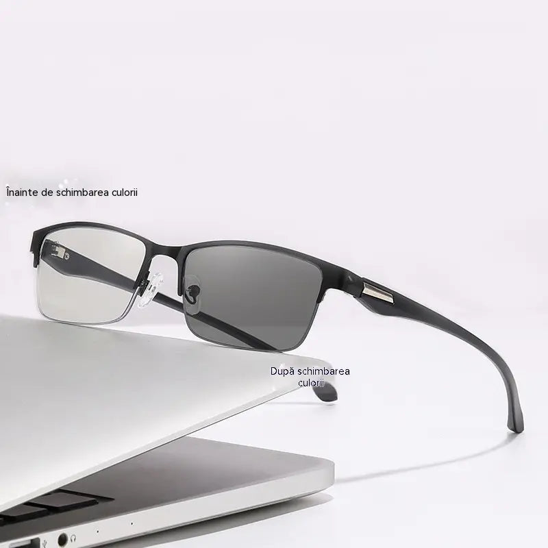 Ochelari de citit semi-ramă pentru persoane de vârstă mijlocie și vârstnici, cu funcții de zoom, multifocale, fotosensibile, fotocromatice și de blocare a luminii albastre