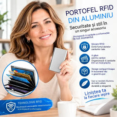 🛡️✨Portcard metalic din oțel inoxidabil cu protecție RFID – Portofel pentru carduri cu protecție împotriva demagnetizării, compact și portabil 💳