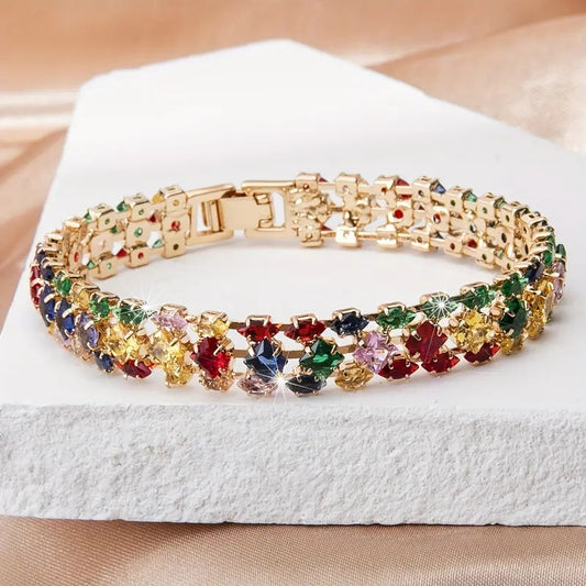 ✨Brățară boemă colorată, geometrică, cu zirconiu cubic