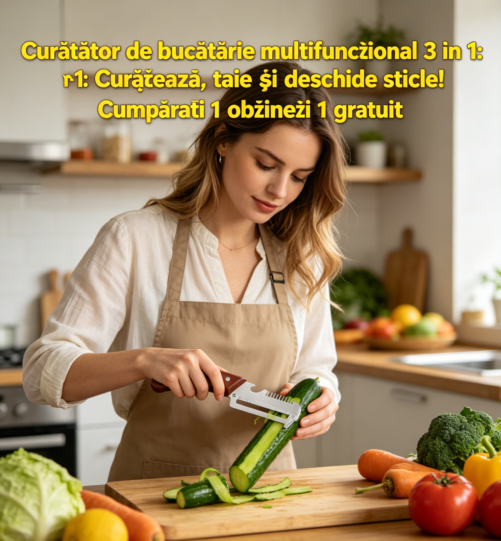 ✅【Cumpărați 1 obțineți 1 gratuit】2 buc🧅🔪Curățător de bucătărie multifuncțional 3 în 1: Curățează, taie și deschide sticle!🔥