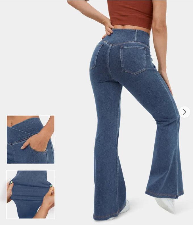 👖【XS-4XL】Blugi cu talie înaltă, croi încrucișat, super elastici