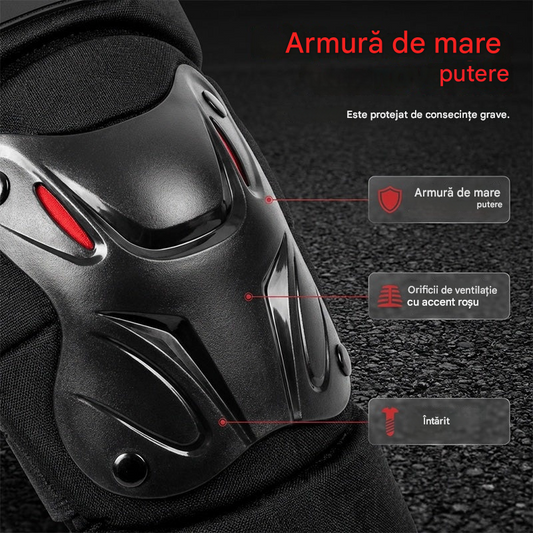 🏍️🛡️ Set genunchiere și cotiere pentru motocicletă – Rezistente la impact, curele reglabile și căptușeală respirabilă – Esențiale pentru siguranță în timpul condusului, patinajului sau mersului cu bicicleta 💪