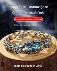✨️💝 Brățară din argint 925, retro, cu șase cifre, turcoaz, cu mărgele de transfer Mantra