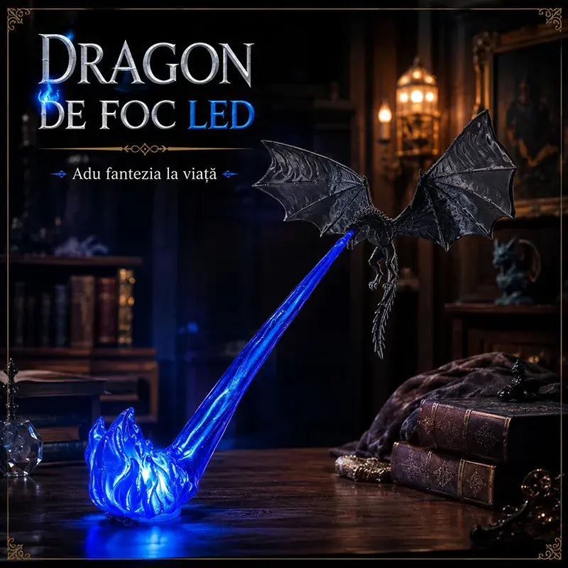 🐉🔥Lumină de Ambianță Dragon Flame Book Nook – Statuetă Decorativă pentru Bibliotecă cu Iluminare LED și Suflu de Flăcări