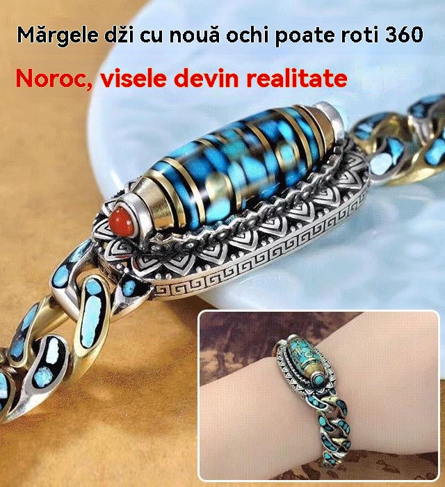 ✨️💝 Brățară din argint 925, retro, cu șase cifre, turcoaz, cu mărgele de transfer Mantra