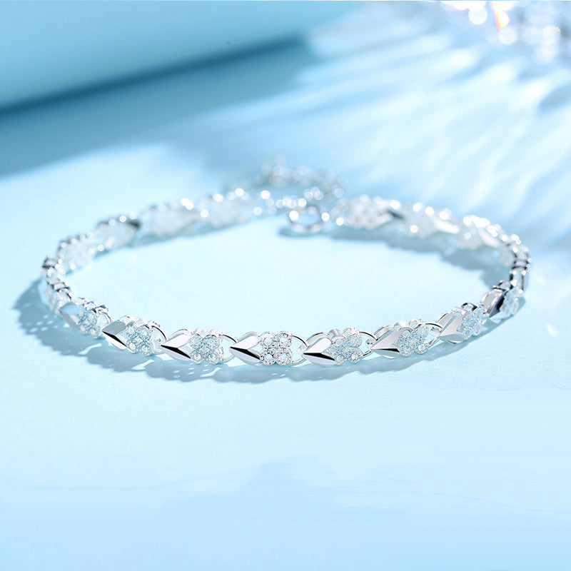 😀💖🍀Brățară de mână pentru femei, din argint sterling 925, cu trifoi cu patru foi, Love New Fashion