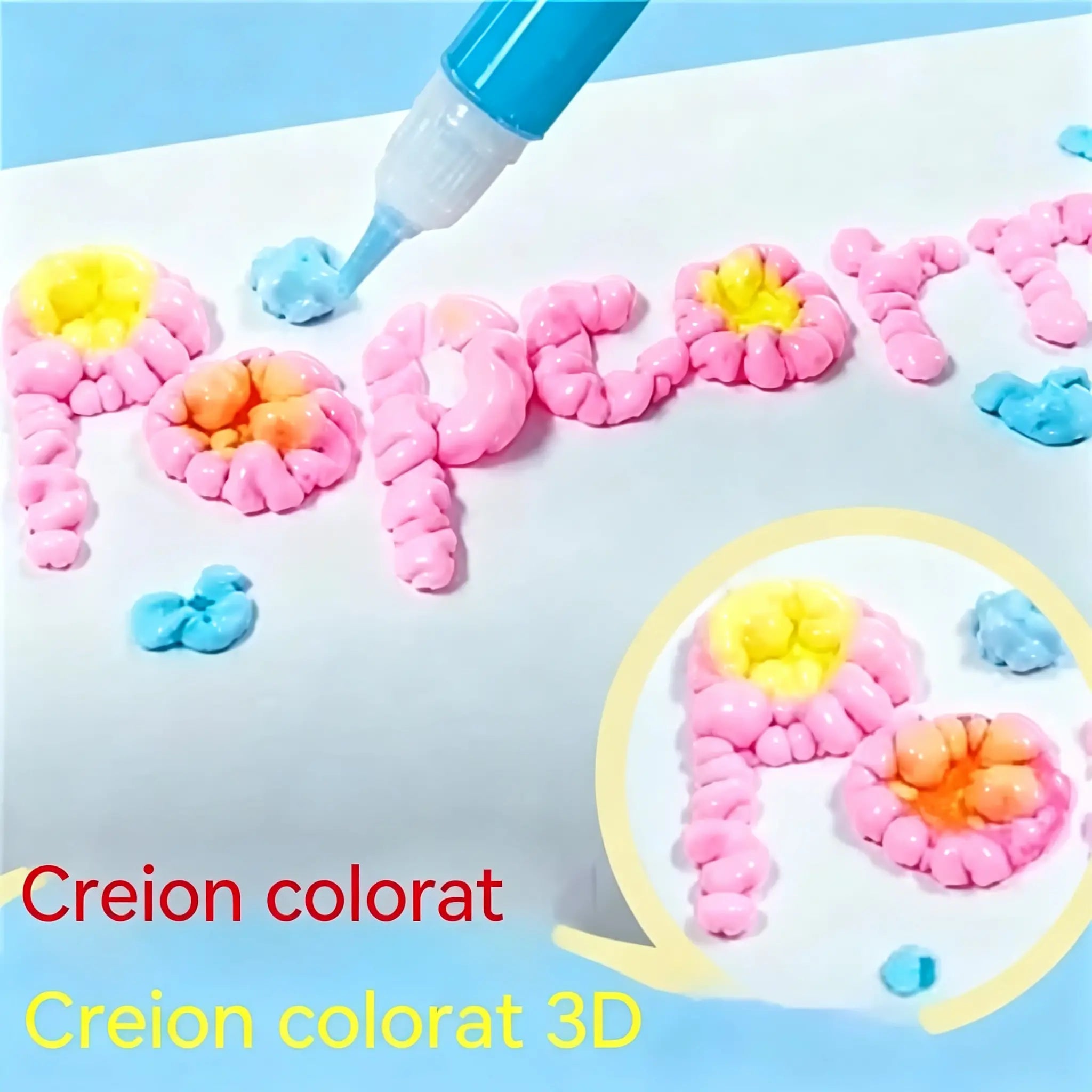 🎁【Cumpără 1, primești 1 gratuit】Stilou de imprimare 3D pentru copii: Desen cu bule în stil popcorn (DIY)