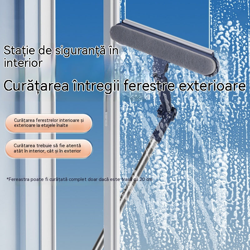 🧼✨ Acest aparat de curățat geamuri 2 în 1 cu două fețe are un mâner retractabil și este potrivit pentru curățarea geamurilor din clădirile înalte.