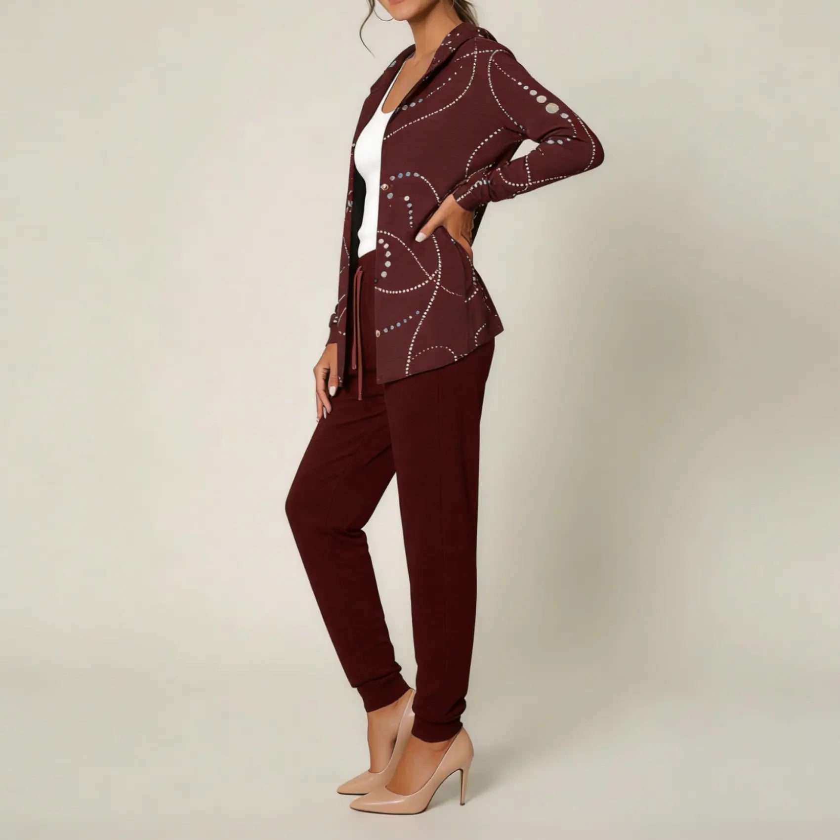 【🏆️Cel mai bine vândut produs】🔥Stil nou, set casual din două piese cu imprimeu de toamnă și iarnă, mâneci lungi + pantaloni lungi