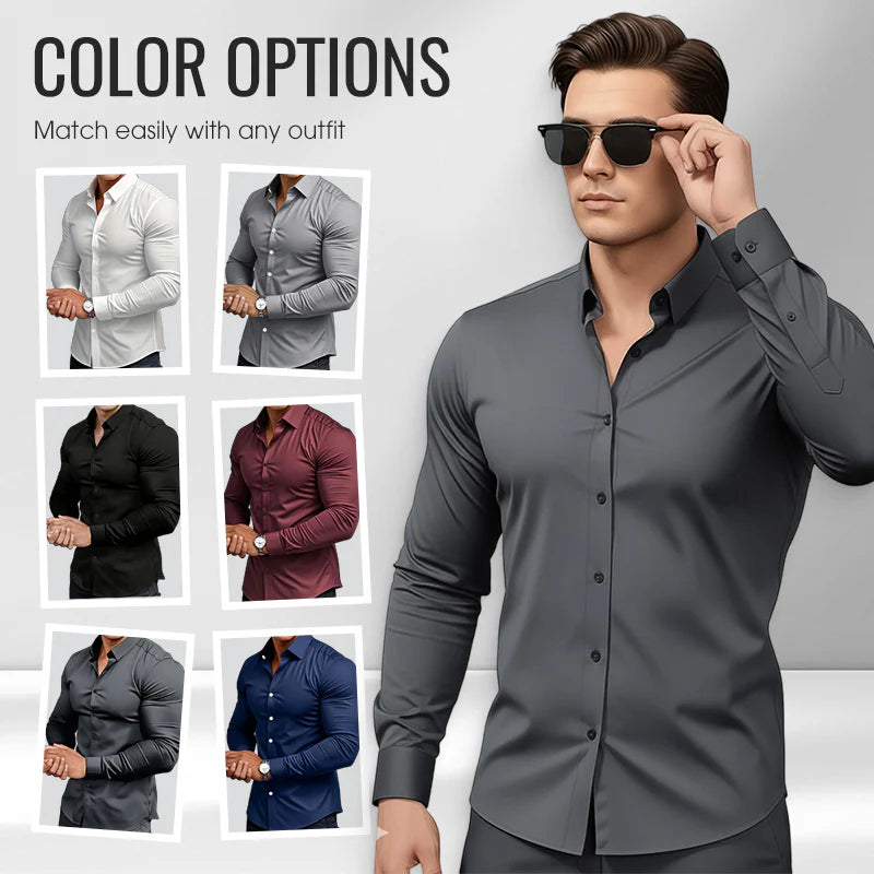 Cămașă bărbătească cu mânecă lungă, uniță și nasturi.