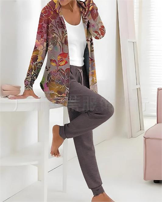 【🏆️Bestseller】🔥 Set nou casual două piese, model toamnă-iarnă (mânecă lungă + pantaloni lungi)