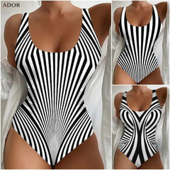 【S~6XL】Costum de baie sexy, dintr-o singură piesă, cu model în dungi
