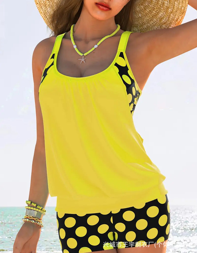 🏖️【S-4XL】Set de costum de baie sexy cu buline și bretele, mărime mare